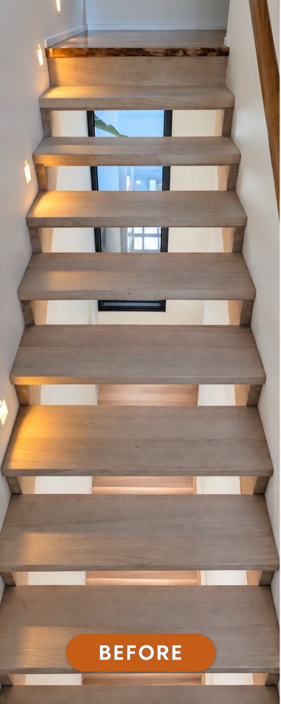 Open riser staircase before restoration
