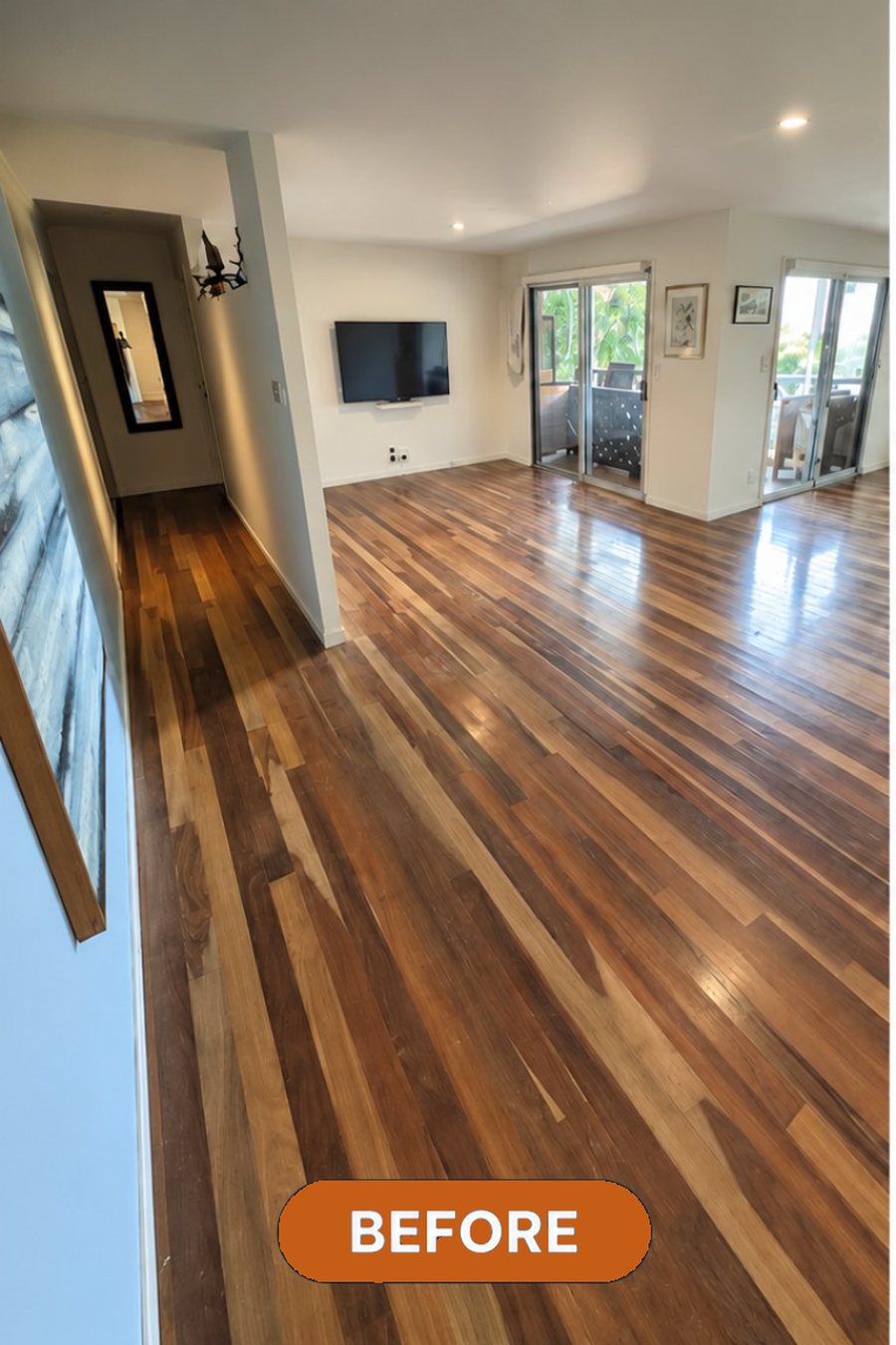 Timber floor before restoration